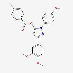 molecular formula C25H21FN2O5 B11043840 3-(3,4-dimethoxyphenyl)-1-(4-methoxyphenyl)-1H-pyrazol-5-yl 4-fluorobenzoate 