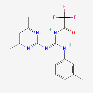 molecular formula C16H16F3N5O B11043859 N-{(E)-[(4,6-dimethylpyrimidin-2-yl)amino][(3-methylphenyl)amino]methylidene}-2,2,2-trifluoroacetamide 