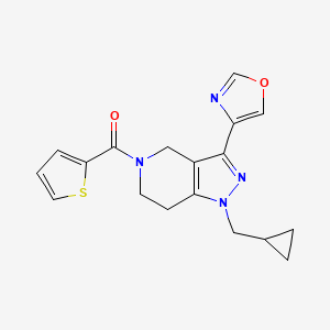 molecular formula C18H18N4O2S B11043867 [1-(Cyclopropylmethyl)-3-(1,3-oxazol-4-YL)-1,4,6,7-tetrahydro-5H-pyrazolo[4,3-C]pyridin-5-YL](2-thienyl)methanone 