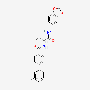 molecular formula C30H36N2O4 B11044024 N-{1-[(1,3-benzodioxol-5-ylmethyl)amino]-3-methyl-1-oxobutan-2-yl}-4-(tricyclo[3.3.1.1~3,7~]dec-1-yl)benzamide 