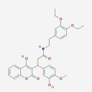 molecular formula C31H33NO8 B11044115 N-[2-(3,4-diethoxyphenyl)ethyl]-3-(3-hydroxy-4-methoxyphenyl)-3-(4-hydroxy-2-oxo-2H-chromen-3-yl)propanamide 