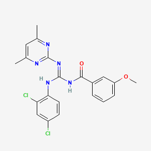 molecular formula C21H19Cl2N5O2 B11044127 N-{[(2,4-dichlorophenyl)amino][(4,6-dimethylpyrimidin-2-yl)amino]methylidene}-3-methoxybenzamide 