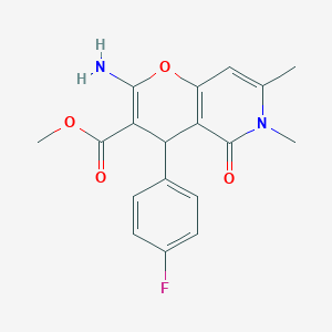 molecular formula C18H17FN2O4 B11044377 methyl 2-amino-4-(4-fluorophenyl)-6,7-dimethyl-5-oxo-5,6-dihydro-4H-pyrano[3,2-c]pyridine-3-carboxylate 
