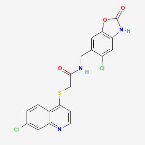 molecular formula C19H13Cl2N3O3S B11044417 N-[(5-chloro-2-oxo-2,3-dihydro-1,3-benzoxazol-6-yl)methyl]-2-[(7-chloroquinolin-4-yl)sulfanyl]acetamide 