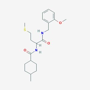 molecular formula C21H32N2O3S B11044441 N-{1-[(2-methoxybenzyl)amino]-4-(methylsulfanyl)-1-oxobutan-2-yl}-4-methylcyclohexanecarboxamide 