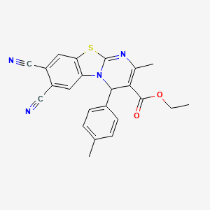 molecular formula C23H18N4O2S B11044497 ethyl 7,8-dicyano-2-methyl-4-(4-methylphenyl)-4H-pyrimido[2,1-b][1,3]benzothiazole-3-carboxylate 