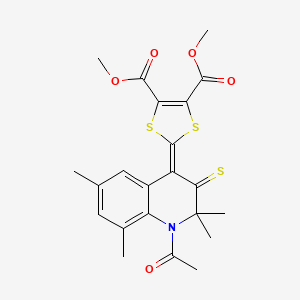 molecular formula C22H23NO5S3 B11044518 dimethyl 2-(1-acetyl-2,2,6,8-tetramethyl-3-thioxo-2,3-dihydroquinolin-4(1H)-ylidene)-1,3-dithiole-4,5-dicarboxylate 