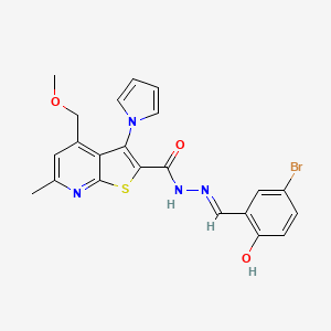 molecular formula C22H19BrN4O3S B11044535 N'-[(E)-(5-bromo-2-hydroxyphenyl)methylidene]-4-(methoxymethyl)-6-methyl-3-(1H-pyrrol-1-yl)thieno[2,3-b]pyridine-2-carbohydrazide 