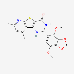 molecular formula C20H19N3O5S B11044553 4-(4,7-dimethoxy-1,3-benzodioxol-5-yl)-11,13-dimethyl-8-thia-3,5,10-triazatricyclo[7.4.0.02,7]trideca-1(9),2(7),10,12-tetraen-6-one 