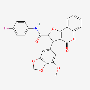 molecular formula C26H18FNO7 B11044647 N-(4-fluorophenyl)-3-(7-methoxy-1,3-benzodioxol-5-yl)-4-oxo-2,3-dihydro-4H-furo[3,2-c]chromene-2-carboxamide 