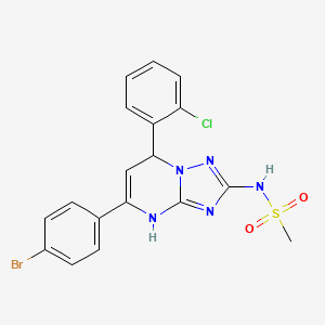 molecular formula C18H15BrClN5O2S B11044648 N-[5-(4-bromophenyl)-7-(2-chlorophenyl)-4,7-dihydro[1,2,4]triazolo[1,5-a]pyrimidin-2-yl]methanesulfonamide 