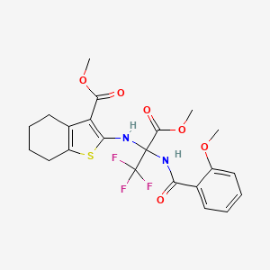 molecular formula C22H23F3N2O6S B11044666 Methyl 2-[(1,1,1-trifluoro-3-methoxy-2-{[(2-methoxyphenyl)carbonyl]amino}-3-oxopropan-2-yl)amino]-4,5,6,7-tetrahydro-1-benzothiophene-3-carboxylate 