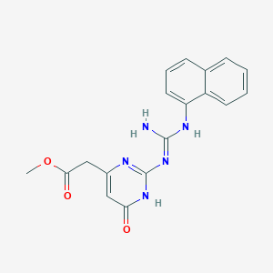 molecular formula C18H17N5O3 B11044736 methyl {6-hydroxy-2-[N'-(naphthalen-1-yl)carbamimidamido]pyrimidin-4-yl}acetate 