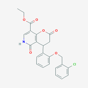 molecular formula C24H20ClNO6 B11044737 ethyl 4-{2-[(2-chlorobenzyl)oxy]phenyl}-2,5-dioxo-3,4,5,6-tetrahydro-2H-pyrano[3,2-c]pyridine-8-carboxylate 