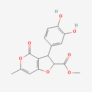 molecular formula C16H14O7 B11044739 methyl 3-(3,4-dihydroxyphenyl)-6-methyl-4-oxo-2,3-dihydro-4H-furo[3,2-c]pyran-2-carboxylate 