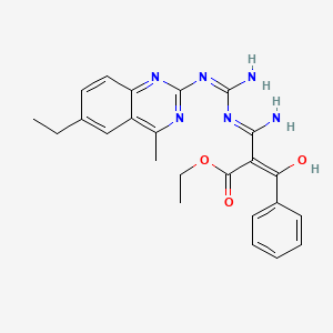 molecular formula C24H26N6O3 B11044742 ethyl (2E)-3-amino-3-({(E)-amino[(6-ethyl-4-methylquinazolin-2-yl)amino]methylidene}amino)-2-(phenylcarbonyl)prop-2-enoate 