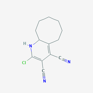 molecular formula C13H14ClN3 B11044788 2-Chloro-1,5,6,7,8,9,10,10a-octahydrocycloocta[b]pyridine-3,4-dicarbonitrile 