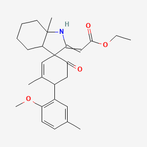 molecular formula C27H35NO4 B11044809 ethyl [4-(2-methoxy-5-methylphenyl)-3,7a'-dimethyl-6-oxo-3a',4',5',6',7',7a'-hexahydrospiro[cyclohex-2-ene-1,3'-indol]-2'(1'H)-ylidene]acetate 