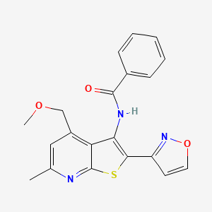 molecular formula C20H17N3O3S B11044834 N-[4-(methoxymethyl)-6-methyl-2-(1,2-oxazol-3-yl)thieno[2,3-b]pyridin-3-yl]benzamide 