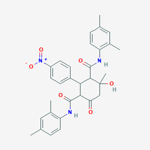 molecular formula C31H33N3O6 B11045044 N,N'-bis(2,4-dimethylphenyl)-4-hydroxy-4-methyl-2-(4-nitrophenyl)-6-oxocyclohexane-1,3-dicarboxamide 