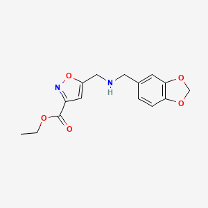 molecular formula C15H16N2O5 B11045052 Ethyl 5-{[(1,3-benzodioxol-5-ylmethyl)amino]methyl}-1,2-oxazole-3-carboxylate 