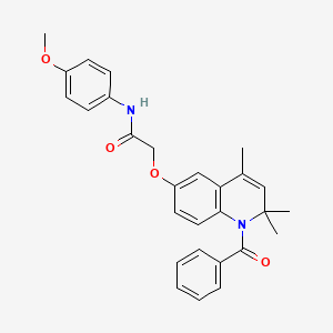 molecular formula C28H28N2O4 B11045100 N-(4-methoxyphenyl)-2-{[2,2,4-trimethyl-1-(phenylcarbonyl)-1,2-dihydroquinolin-6-yl]oxy}acetamide 