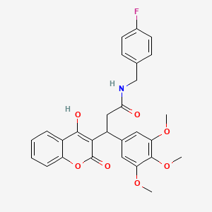 molecular formula C28H26FNO7 B11045103 N-(4-fluorobenzyl)-3-(4-hydroxy-2-oxo-2H-chromen-3-yl)-3-(3,4,5-trimethoxyphenyl)propanamide 