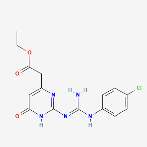 molecular formula C15H16ClN5O3 B11045169 ethyl {2-[N'-(4-chlorophenyl)carbamimidamido]-6-hydroxypyrimidin-4-yl}acetate 