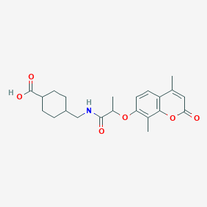molecular formula C22H27NO6 B11045207 trans-4-[({2-[(4,8-dimethyl-2-oxo-2H-chromen-7-yl)oxy]propanoyl}amino)methyl]cyclohexanecarboxylic acid 