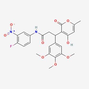 molecular formula C24H23FN2O9 B11045258 N-(4-fluoro-3-nitrophenyl)-3-(4-hydroxy-6-methyl-2-oxo-2H-pyran-3-yl)-3-(3,4,5-trimethoxyphenyl)propanamide 
