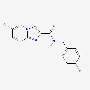 molecular formula C15H11ClFN3O B11045318 6-chloro-N-[(4-fluorophenyl)methyl]imidazo[1,2-a]pyridine-2-carboxamide 
