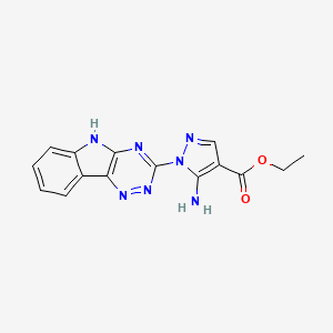 molecular formula C15H13N7O2 B11045335 ethyl 5-amino-1-(5H-[1,2,4]triazino[5,6-b]indol-3-yl)-1H-pyrazole-4-carboxylate 