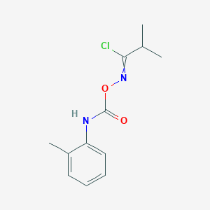 molecular formula C12H15ClN2O2 B11045394 2-methyl-N-{[(2-methylphenyl)carbamoyl]oxy}propanimidoyl chloride 