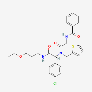 molecular formula C27H30ClN3O4S B11045619 N-{2-[{1-(4-chlorophenyl)-2-[(3-ethoxypropyl)amino]-2-oxoethyl}(thiophen-2-ylmethyl)amino]-2-oxoethyl}benzamide 