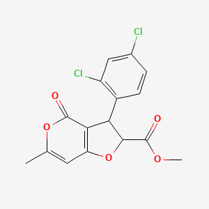 molecular formula C16H12Cl2O5 B11045683 methyl 3-(2,4-dichlorophenyl)-6-methyl-4-oxo-2,3-dihydro-4H-furo[3,2-c]pyran-2-carboxylate 