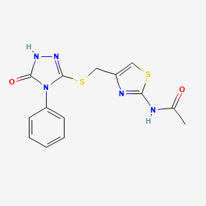 molecular formula C14H13N5O2S2 B11045743 N-(4-{[(5-oxo-4-phenyl-4,5-dihydro-1H-1,2,4-triazol-3-yl)sulfanyl]methyl}-1,3-thiazol-2-yl)acetamide 