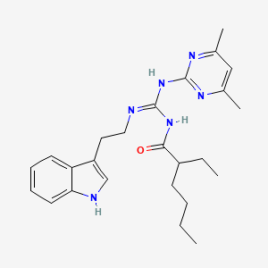 molecular formula C25H34N6O B11045870 N-[(E)-[(4,6-dimethylpyrimidin-2-yl)amino]{[2-(1H-indol-3-yl)ethyl]amino}methylidene]-2-ethylhexanamide 