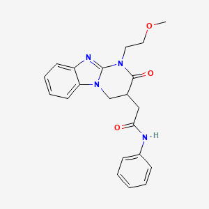 molecular formula C21H22N4O3 B11045878 2-[1-(2-methoxyethyl)-2-oxo-1,2,3,4-tetrahydropyrimido[1,2-a]benzimidazol-3-yl]-N-phenylacetamide 