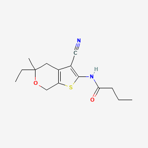 molecular formula C15H20N2O2S B11046194 N-(3-cyano-5-ethyl-5-methyl-4,7-dihydro-5H-thieno[2,3-c]pyran-2-yl)butanamide 