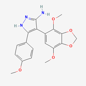 molecular formula C19H19N3O5 B11046282 4-(4,7-dimethoxy-1,3-benzodioxol-5-yl)-3-(4-methoxyphenyl)-1H-pyrazol-5-amine 