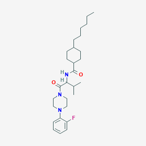 molecular formula C28H44FN3O2 B11046465 N-{1-[4-(2-fluorophenyl)piperazin-1-yl]-3-methyl-1-oxobutan-2-yl}-4-hexylcyclohexanecarboxamide 