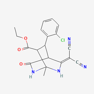 molecular formula C19H17ClN4O3 B11046536 Ethyl 8-(2-chlorophenyl)-3-(dicyanomethylene)-1-methyl-5-oxo-2,6-diazabicyclo[2.2.2]octane-7-carboxylate 