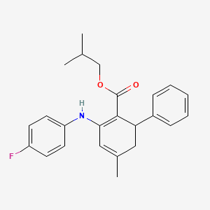 molecular formula C24H26FNO2 B11046545 Isobutyl 2-(4-fluoroanilino)-4-methyl-6-phenyl-1,3-cyclohexadiene-1-carboxylate 