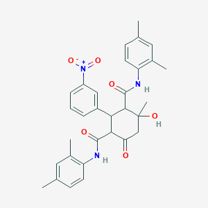 molecular formula C31H33N3O6 B11046854 N,N'-bis(2,4-dimethylphenyl)-4-hydroxy-4-methyl-2-(3-nitrophenyl)-6-oxocyclohexane-1,3-dicarboxamide 