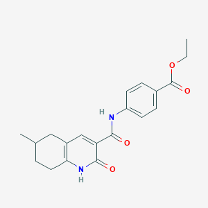 molecular formula C20H22N2O4 B11046886 Ethyl 4-{[(6-methyl-2-oxo-1,2,5,6,7,8-hexahydro-3-quinolinyl)carbonyl]amino}benzoate 