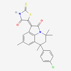 molecular formula C24H21ClN2O2S2 B11047076 5-[6-(4-Chlorophenyl)-4,4,6,8-tetramethyl-2-oxo-5,6-dihydro-4H-pyrrolo[3,2,1-IJ]quinolin-1(2H)-yliden]-2-thioxo-1,3-thiazolan-4-one 