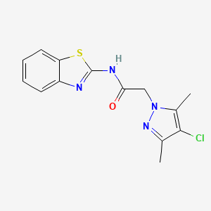 molecular formula C14H13ClN4OS B11047106 N-(1,3-benzothiazol-2-yl)-2-(4-chloro-3,5-dimethyl-1H-pyrazol-1-yl)acetamide 