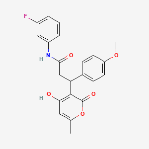 molecular formula C22H20FNO5 B11047128 N-(3-fluorophenyl)-3-(4-hydroxy-6-methyl-2-oxo-2H-pyran-3-yl)-3-(4-methoxyphenyl)propanamide 