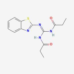 molecular formula C14H16N4O2S B11047169 N-[1,3-benzothiazol-2-ylimino-(1-oxopropylamino)methyl]propanamide 