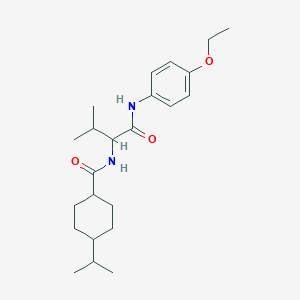 molecular formula C23H36N2O3 B11047197 N-{1-[(4-ethoxyphenyl)amino]-3-methyl-1-oxobutan-2-yl}-4-(propan-2-yl)cyclohexanecarboxamide 